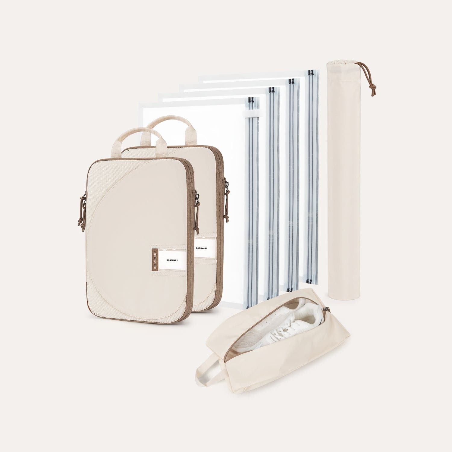 BAGSMART Lot de 6 cubes d'emballage de compression pour voyage, sacs de rangement légers, durables et économiseurs d'espace, essentiels de voyage, bleu étoilé
