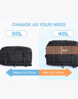 Sac à dos de voyage extensible Falco 40L approuvé par les compagnies aériennes