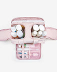 Puffy Pink Makeup Bag with Multiple Compartments - Bagsmart