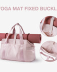 Zoraesque Travel Duffel Gym Bag for Women in Pink with Yoga Mat Fixed Buckle-Bagsmart