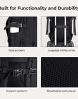 Sac à dos de voyage extensible Falco 40L approuvé par les compagnies aériennes