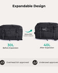 Sac à dos de voyage extensible Falco 40L approuvé par les compagnies aériennes