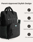 extra large diaper bag backpack black