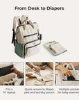 large diaper bag backpack celadon