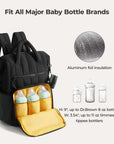 large diaper bag bottle backpack black