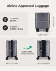 Valise cabine rigide légère Daren 16-20 pouces