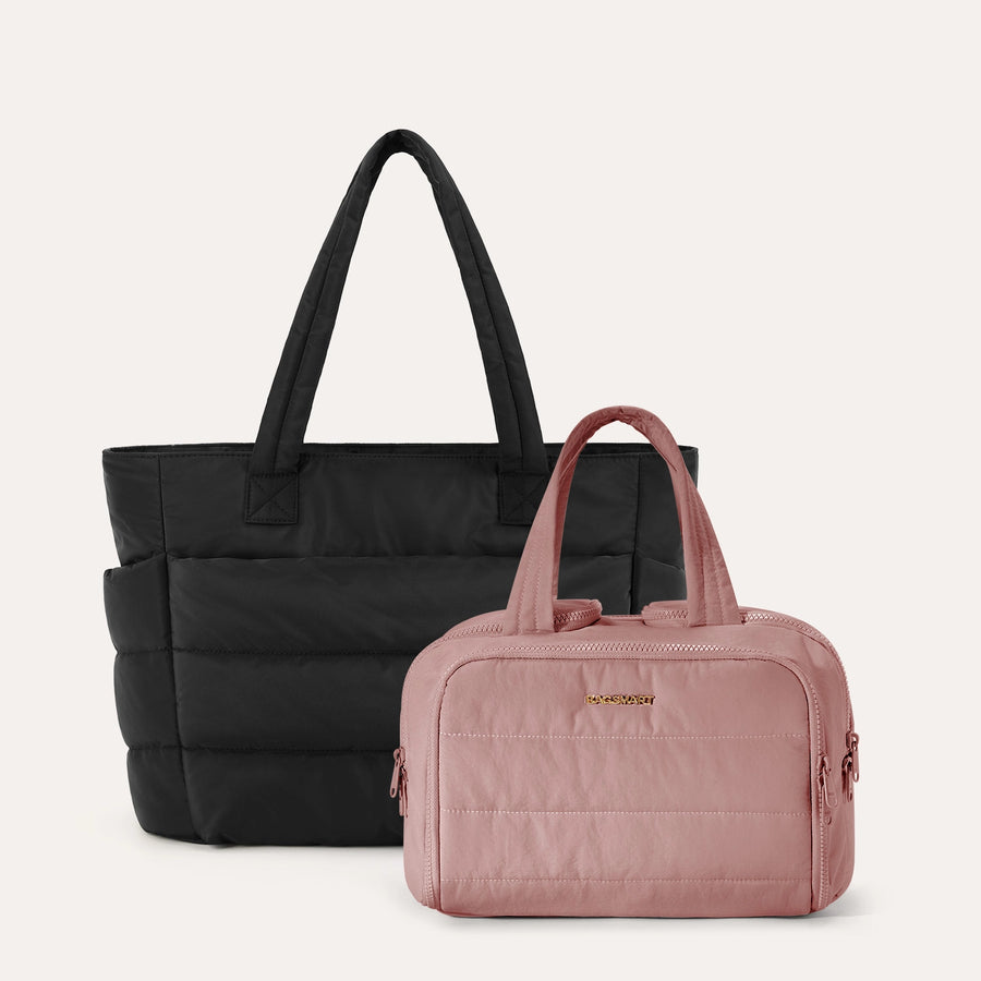 Crush Toiletry Bag & Bubble Puffy Tote Travel Set