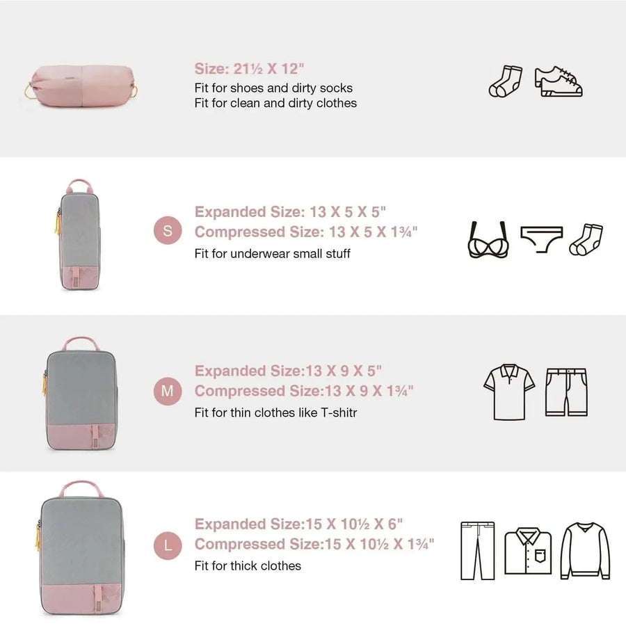 Bagsmart Compression Packing Cubes Part of Faro Travel Set - BAGSMART