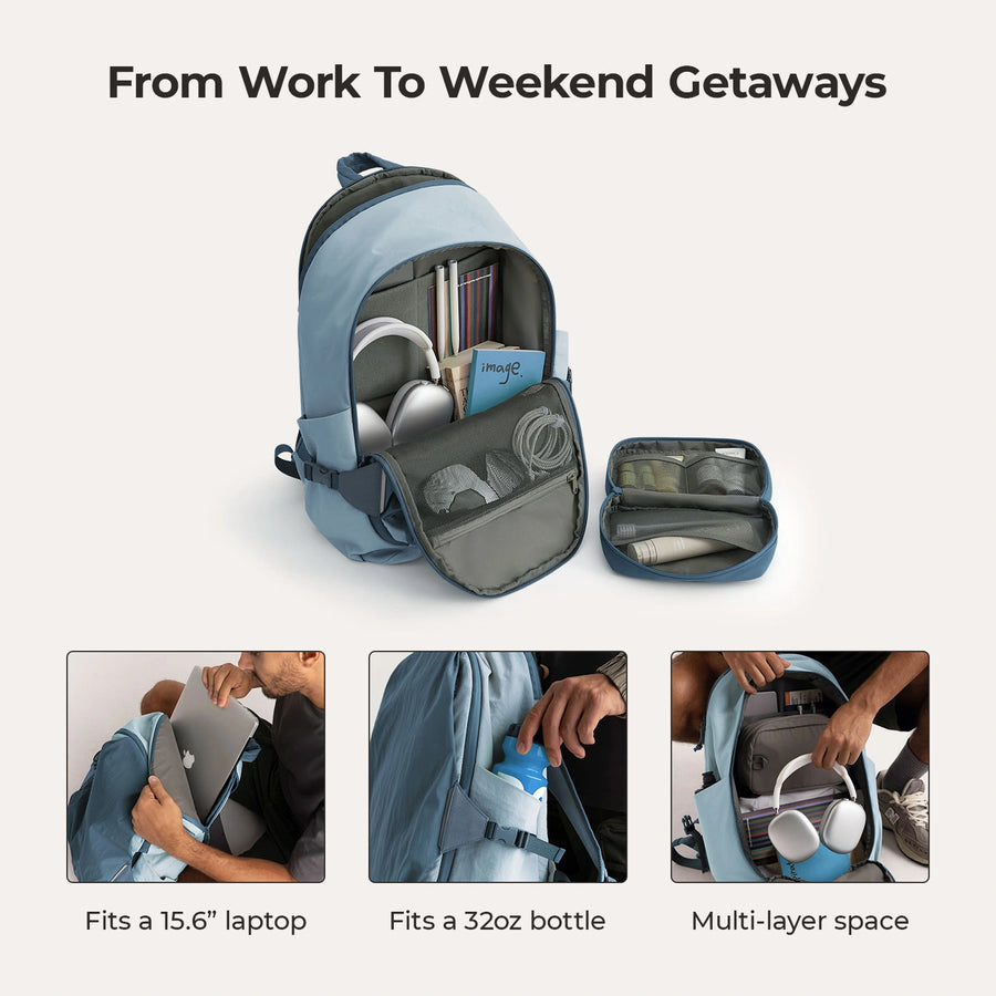 Ensemble de sac à dos de voyage Soar 25L à clapet ouvert à 180°