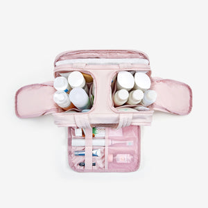Puffy Pink Makeup Bag with Multiple Compartments - Bagsmart