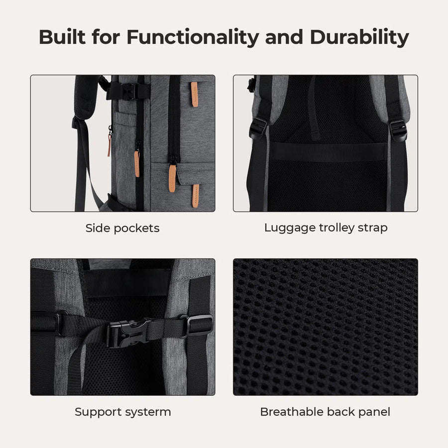 Sac à dos de voyage extensible Falco 40L approuvé par les compagnies aériennes 