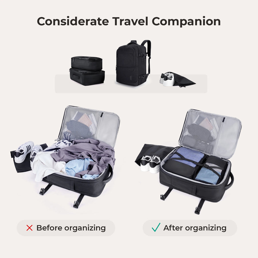 Sac à dos de voyage extensible Falco 40L approuvé par les compagnies aériennes 