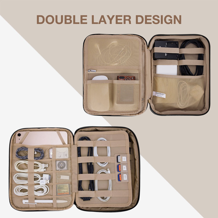 2-layer electronic accessories organizer for travel